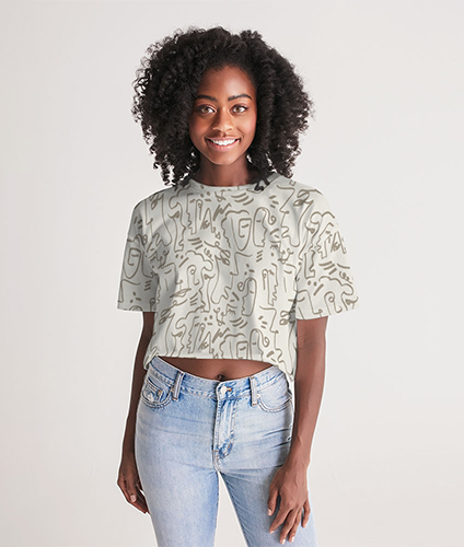 Women's All-Over Print Lounge Cropped Tee