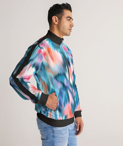 Men's All-Over Print Stripe Sleeve Track Jacket