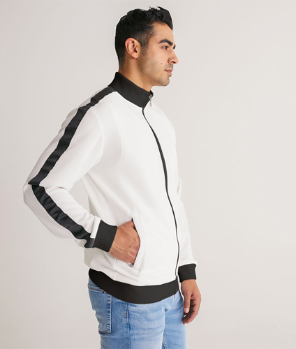 Men's All-Over Print Stripe Sleeve Track Jacket