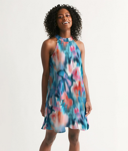 Women's All-Over Print Halter Dress