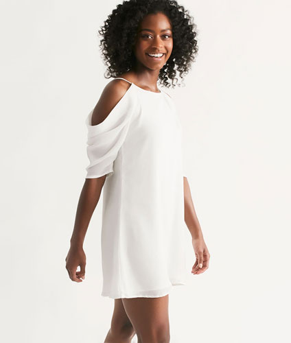 Women's All-Over Print Open Shoulder A-Line Dress