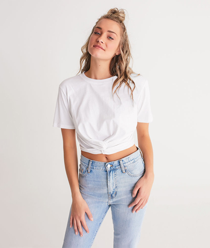 Women's All-Over Print Twist-Front Cropped Tee